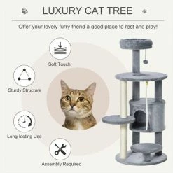PawHut Cat Tree Tower Activity Center With Hanging Ball Toy Teasing Rope 112cm 3 PawHut Cat Tree Tower Activity Center With Hanging Ball Toy Teasing Rope 112cm -PawHut Shop 33629680 4