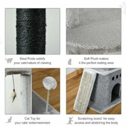 PawHut 255cm Cat Tree Floor To Ceiling Kitty Activity Center With Double Condo -PawHut Shop 33629683 5