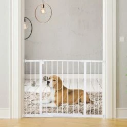 PawHut Pressure Fitted Pet Dog Safety Gate Metal Fence 76 Cm Tall, White -PawHut Shop 33765419 3
