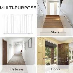 PawHut Pressure Fitted Pet Dog Safety Gate Metal Fence 76 Cm Tall, White -PawHut Shop 33765419 4
