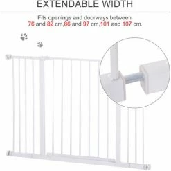 PawHut Pressure Fitted Pet Dog Safety Gate Metal Fence 76 Cm Tall, White -PawHut Shop 33765419 5