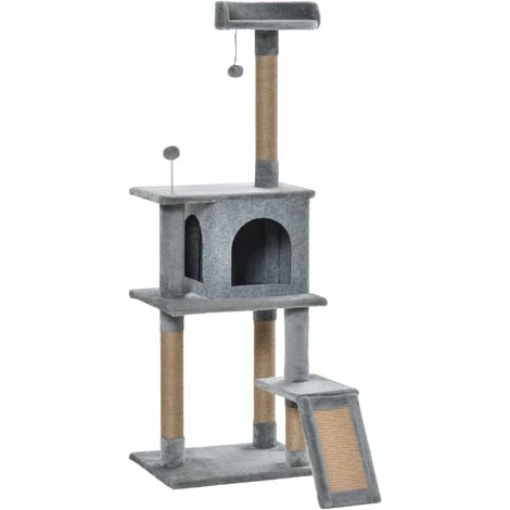 PawHut Cat Tree Tower Climbing Activity Center with Jute Scratching Post, Grey PawHut Cat Tree Tower Climbing Activity Center With Jute Scratching Post, Grey -PawHut Shop 34262898 1