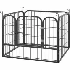 Pawhut Pet Playpen Dog Kennel W/Door Latches Metal In/Outdoor Use 82Lx82Wx60Hcm