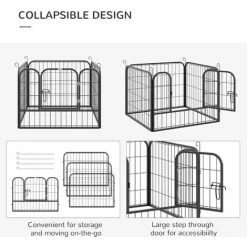 Pawhut Pet Playpen Dog Kennel W/Door Latches Metal In/Outdoor Use 82Lx82Wx60Hcm -PawHut Shop 34691631 5