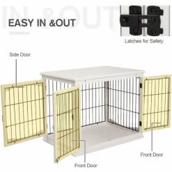 PawHut Wooden Dog Crate Puppy Cage End Table Design For Small Dog White -PawHut Shop 34719505 5