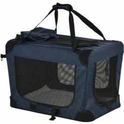 PawHut Folding Pet Carrier Bag House W/ Cushion Storage, Dark Blue 70x51x50cm