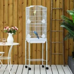 PawHut Bird Cage For Budgie Finch Canary Parakeet W/ Stand Sliding Tray White 2 PawHut Bird Cage For Budgie Finch Canary Parakeet W/ Stand Sliding Tray White -PawHut Shop 35414911 3