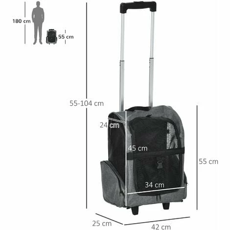 PawHut Pet Travel Backpack Bag Cat Puppy Dog Carrier w/ Trolley and Telescopic PawHut Pet Travel Backpack Bag Cat Puppy Dog Carrier W/ Trolley And Telescopic -PawHut Shop 35493036 2