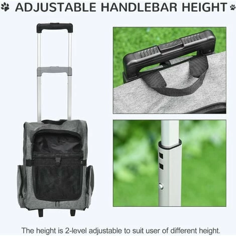 PawHut Pet Travel Backpack Bag Cat Puppy Dog Carrier w/ Trolley and Telescopic PawHut Pet Travel Backpack Bag Cat Puppy Dog Carrier W/ Trolley And Telescopic -PawHut Shop 35493036 5