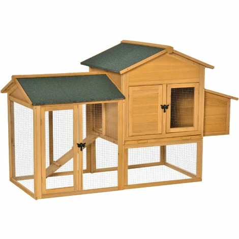 PawHut 168cm Chicken Coop Hen House w/ Run Nesting Box Slide Out Tray Yellow PawHut 168cm Chicken Coop Hen House W/ Run Nesting Box Slide Out Tray Yellow -PawHut Shop 35493037 1