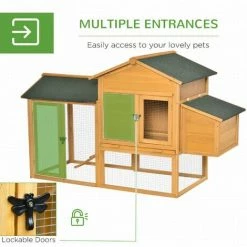 PawHut 168cm Chicken Coop Hen House W/ Run Nesting Box Slide Out Tray Yellow 4 PawHut 168cm Chicken Coop Hen House W/ Run Nesting Box Slide Out Tray Yellow -PawHut Shop 35493037 5