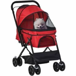 PawHut Pet Stroller Dog Foldable Travel Carriage With Reversible Handle