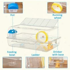 PawHut Portable 2 Storey Hamster Cage W/Running Wheel Drinker Feeding Bowl -PawHut Shop 35679994 4