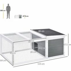 PawHut Rabbit Hutch Animal Cage Pet Run Cover, With Water-resistant Asphalt Roof -PawHut Shop 35921130 2