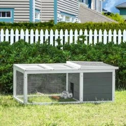 PawHut Rabbit Hutch Animal Cage Pet Run Cover, With Water-resistant Asphalt Roof -PawHut Shop 35921130 3