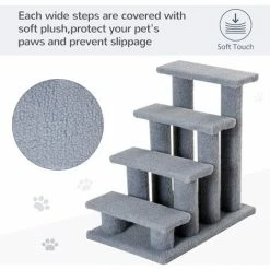 PawHut Dog Steps For Bed 4 Step Pet Stairs For Sofa Dog Cat Climb Ladder Grey -PawHut Shop 36012695 4