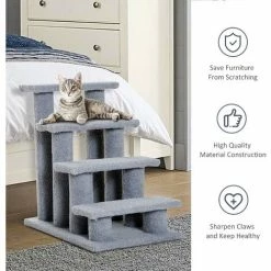 PawHut Dog Steps For Bed 4 Step Pet Stairs For Sofa Dog Cat Climb Ladder Grey -PawHut Shop 36012695 5
