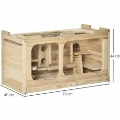 PawHut Wooden Hamster Cage Small Animal Kit Play House For Indoor 78x40x44 Cm 1 PawHut Wooden Hamster Cage Small Animal Kit Play House For Indoor 78x40x44 Cm -PawHut Shop 36497030 2