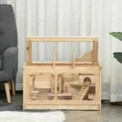PawHut Wooden Hamster Cage Small Animal Kit Play House For Indoor 78x40x44 Cm 2 PawHut Wooden Hamster Cage Small Animal Kit Play House For Indoor 78x40x44 Cm -PawHut Shop 36497030 3