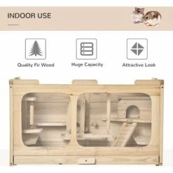 PawHut Wooden Hamster Cage Small Animal Kit Play House For Indoor 78x40x44 Cm 3 PawHut Wooden Hamster Cage Small Animal Kit Play House For Indoor 78x40x44 Cm -PawHut Shop 36497030 4
