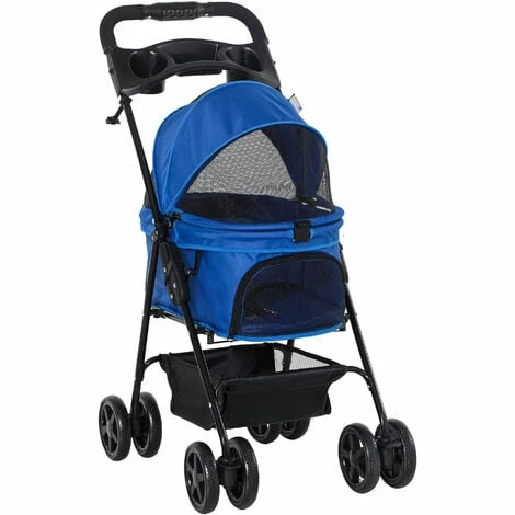 PawHut Pet Stroller No-Zip Foldable Travel Carriage with Brake Basket Canopy PawHut Pet Stroller No-Zip Foldable Travel Carriage With Brake Basket Canopy -PawHut Shop 36687248 1