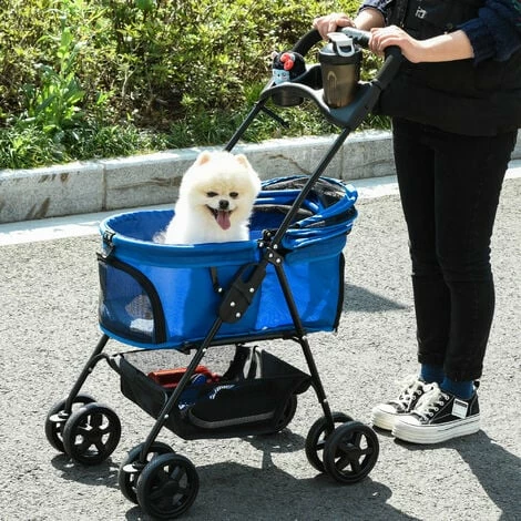 PawHut Pet Stroller No-Zip Foldable Travel Carriage with Brake Basket Canopy PawHut Pet Stroller No-Zip Foldable Travel Carriage With Brake Basket Canopy -PawHut Shop 36687248 3