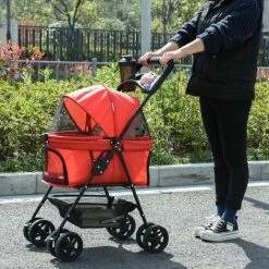 PawHut Pet Stroller No-Zip Foldable Travel Carriage With Brake Basket Canopy 2 PawHut Pet Stroller No-Zip Foldable Travel Carriage With Brake Basket Canopy -PawHut Shop 36687267 3