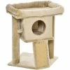 PawHut Cat Tree Activity Centre W/ Scratching Pad, Toy Ball, Cat House - Coffee