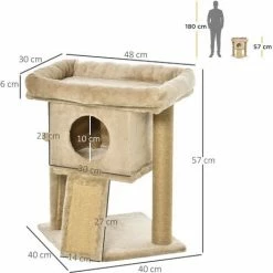 PawHut Cat Tree Activity Centre W/ Scratching Pad, Toy Ball, Cat House - Coffee -PawHut Shop 36687284 2