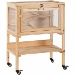 PawHut Wooden Hamster Cage Rodent Small Animals Hutch Removeable Play House