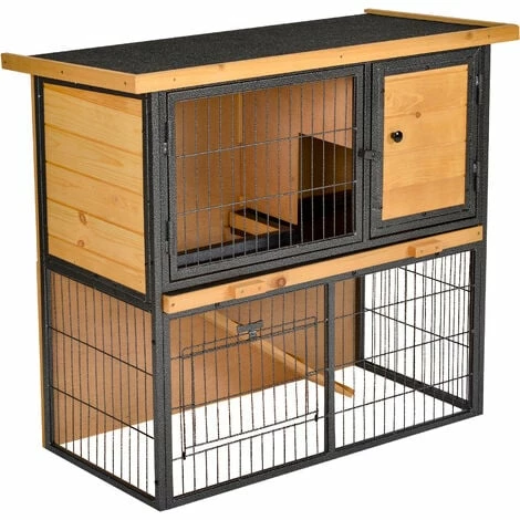PawHut Wood-metal Rabbit Hutch Elevated Pet House Outdoor 89.5 x 45 x 81cm PawHut Wood-metal Rabbit Hutch Elevated Pet House Outdoor 89.5 X 45 X 81cm -PawHut Shop 36876301 1