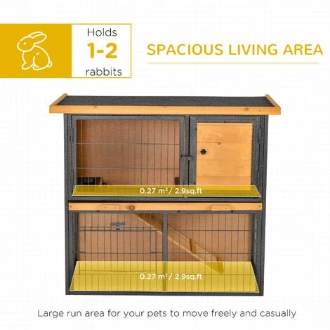 PawHut Wood-metal Rabbit Hutch Elevated Pet House Outdoor 89.5 x 45 x 81cm PawHut Wood-metal Rabbit Hutch Elevated Pet House Outdoor 89.5 X 45 X 81cm -PawHut Shop 36876301 4