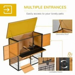 PawHut Wood-metal Rabbit Hutch Elevated Pet House Outdoor 89.5 X 45 X 81cm 4 PawHut Wood-metal Rabbit Hutch Elevated Pet House Outdoor 89.5 X 45 X 81cm -PawHut Shop 36876301 5