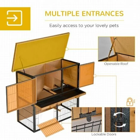 PawHut Wood-metal Rabbit Hutch Elevated Pet House Outdoor 89.5 x 45 x 81cm PawHut Wood-metal Rabbit Hutch Elevated Pet House Outdoor 89.5 X 45 X 81cm -PawHut Shop 36876301 5