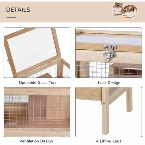 PawHut Hamster Cage Rodent Mouse Pet Small Animal Box for Indoor and Outdoor PawHut Hamster Cage Rodent Mouse Pet Small Animal Box For Indoor And Outdoor -PawHut Shop 37150163 5