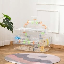 PawHut Transparent Hamster Cage With Accessories Gerbil Haven Rodent House -PawHut Shop 37150168 3