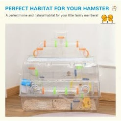 PawHut Transparent Hamster Cage With Accessories Gerbil Haven Rodent House -PawHut Shop 37150168 4