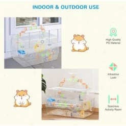 PawHut Transparent Hamster Cage With Accessories Gerbil Haven Rodent House -PawHut Shop 37150168 5