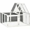 PawHut Rabbit Hutch Small Animal Guinea Pig House With Openable Roof Grey