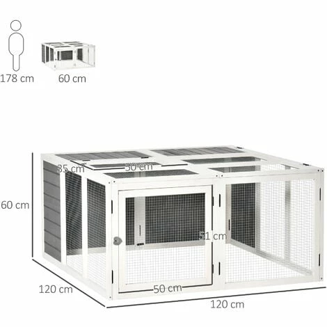 PawHut Rabbit Hutch Small Animal Guinea Pig House with Openable Roof Grey PawHut Rabbit Hutch Small Animal Guinea Pig House With Openable Roof Grey -PawHut Shop 37331099 2