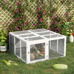 PawHut Rabbit Hutch Small Animal Guinea Pig House With Openable Roof Grey 2 PawHut Rabbit Hutch Small Animal Guinea Pig House With Openable Roof Grey -PawHut Shop 37331099 3