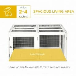 PawHut Rabbit Hutch Small Animal Guinea Pig House With Openable Roof Grey 3 PawHut Rabbit Hutch Small Animal Guinea Pig House With Openable Roof Grey -PawHut Shop 37331099 4