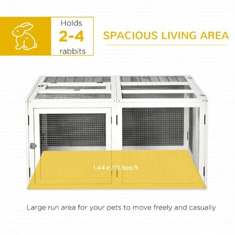 PawHut Rabbit Hutch Small Animal Guinea Pig House with Openable Roof Grey PawHut Rabbit Hutch Small Animal Guinea Pig House With Openable Roof Grey -PawHut Shop 37331099 4