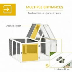 PawHut Rabbit Hutch Small Animal Guinea Pig House With Openable Roof Grey 4 PawHut Rabbit Hutch Small Animal Guinea Pig House With Openable Roof Grey -PawHut Shop 37331099 5