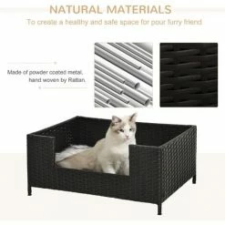 PawHut Rattan Dog Sofa W/ Removable Soft Cushion Indoor Outdoor Use - Black 3 PawHut Rattan Dog Sofa W/ Removable Soft Cushion Indoor Outdoor Use - Black -PawHut Shop 37770791 4