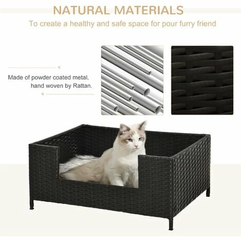 PawHut Rattan Dog Sofa w/ Removable Soft Cushion Indoor Outdoor Use - Black PawHut Rattan Dog Sofa W/ Removable Soft Cushion Indoor Outdoor Use - Black -PawHut Shop 37770791 4