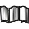 PawHut Freestanding Pet Gate Safety Barrier 3 Pannel W/ Support Feet Black
