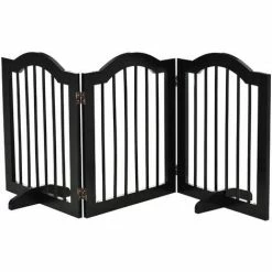 PawHut Freestanding Pet Gate Safety Barrier 3 Pannel W/ Support Feet Black