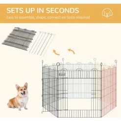 PawHut Pet Playpen Dog Puppy Crate Kennel W/ Door Metal Indoor & Outdoor -PawHut Shop 37770797 4