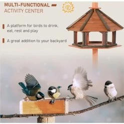 PawHut Wooden Bird Feeder Bird Table With Roof For Outside Use Brown 130cm -PawHut Shop 37770803 4